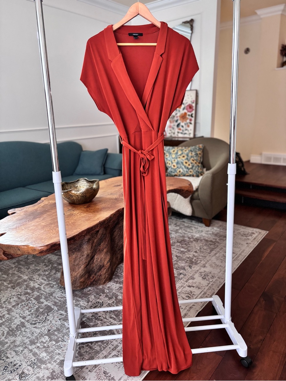 Rust Wrap jumpsuit - Picture 3 of 5